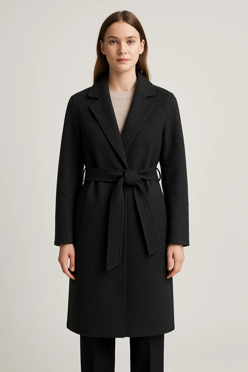 Elin - Wool Blend Belted Coat