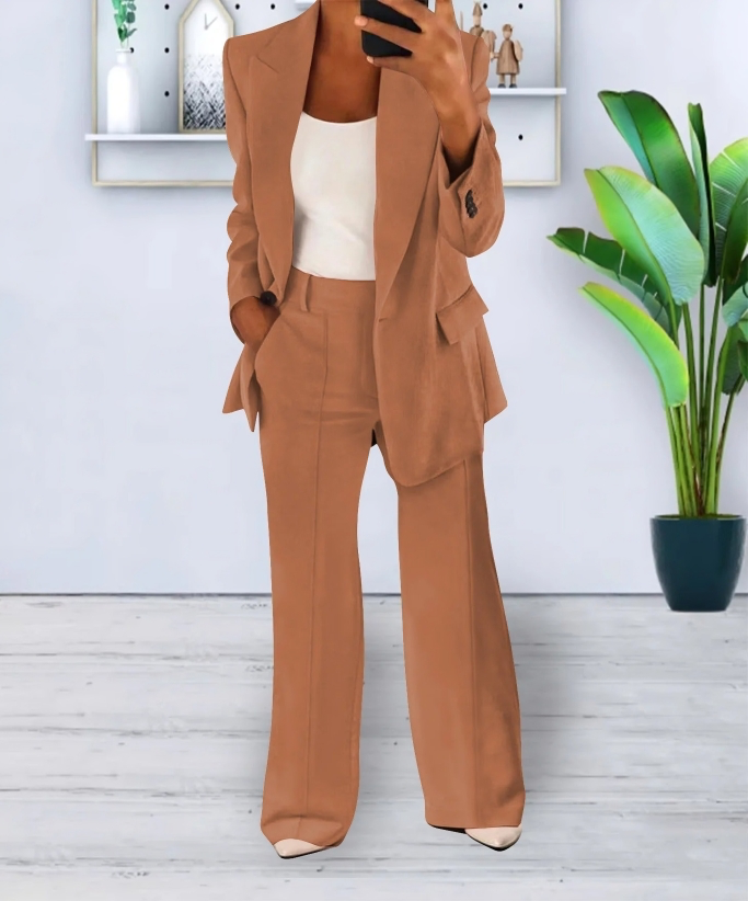 Blazer and Wide-Leg Trouser Ensemble